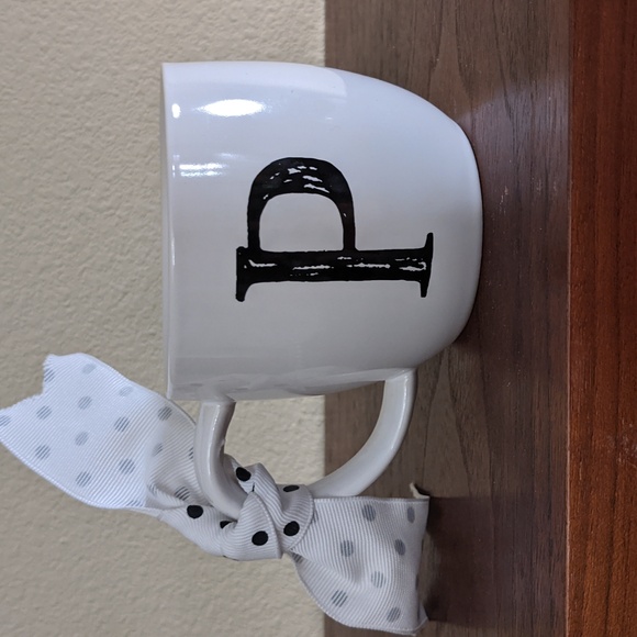 Threshold White Black “P” Monogram Coffee Mug Cup Stoneware Gift Desk EUC - Picture 2 of 3